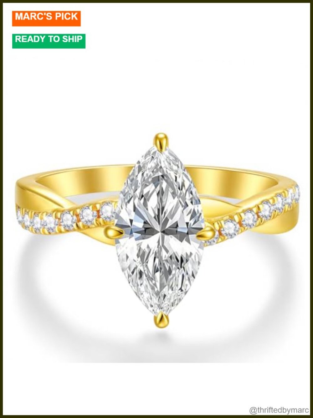 Moissanite Engagement Ring Marquise Cut 925 Sterling Silver Wedding Promise